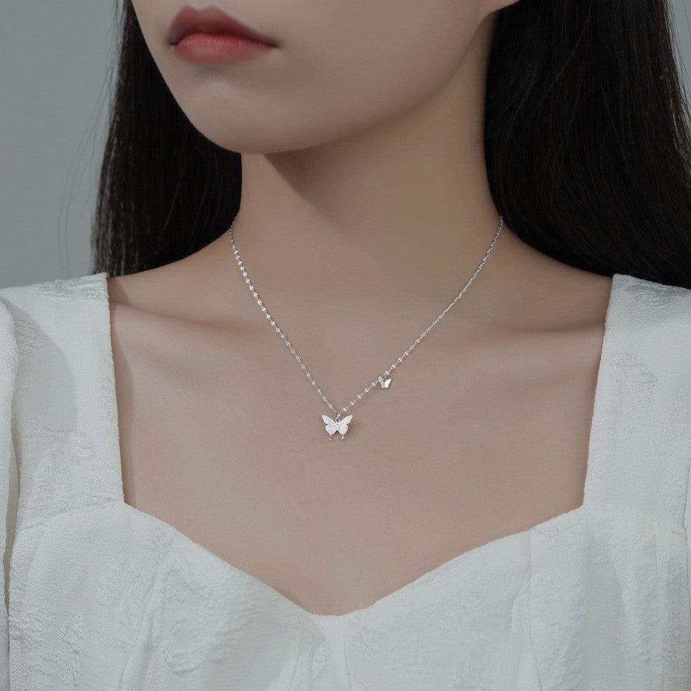 Wholesale Ins Flash Diamond Butterfly Necklace